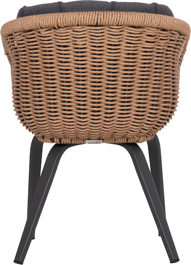 Gartenstühle Aluminium Wicker Grau mit Kissen 60x62x76cm