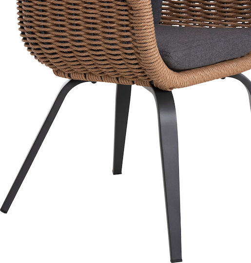 Gartenstühle Aluminium Wicker Grau mit Kissen 60x62x76cm
