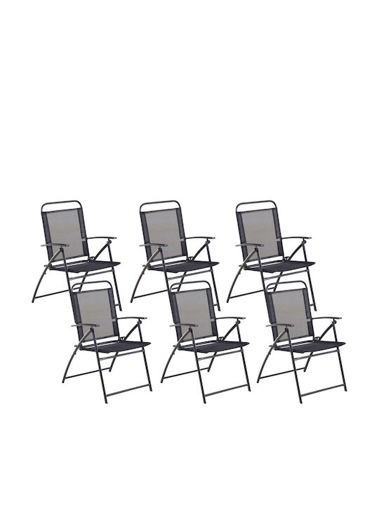 Gartenstühle Metallisch Livo Schwarze 6 Stück 45x66cm
