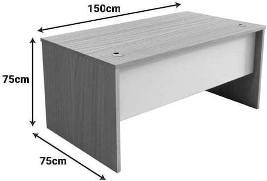 Pakketo Schreibtisch Armadi Holz Weiß 150x75x75cm