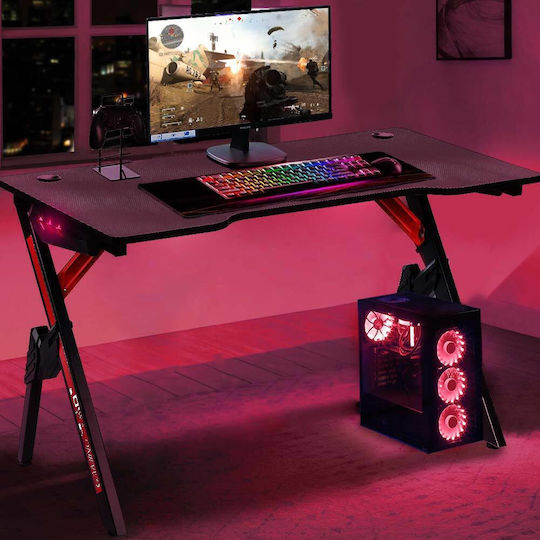 Γραφείο Gaming με LED 80x30x73εκ. Ροζ