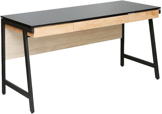 Birou Nest 140x58x75cm Negru Natural Birou Nest 140x58x75cm Negru Natural