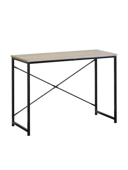 Desk Bailon Wooden Oak, Μαύρο with Metal Legs 100x40x70cm