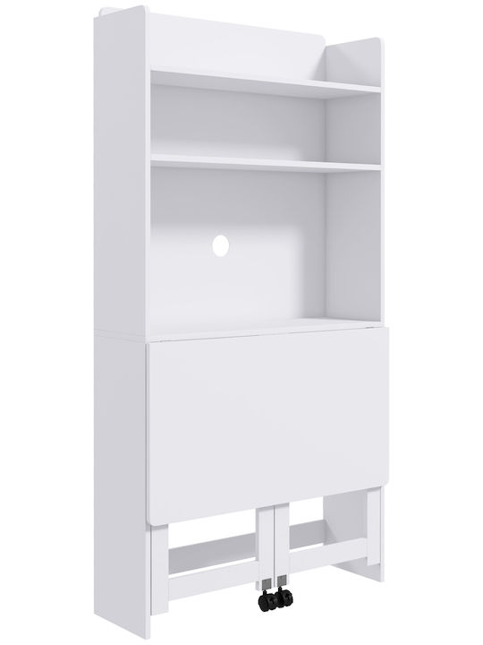 Schreibtisch Aus Holz mit Integriertem Bücherregal Weiß 80x69x155cm