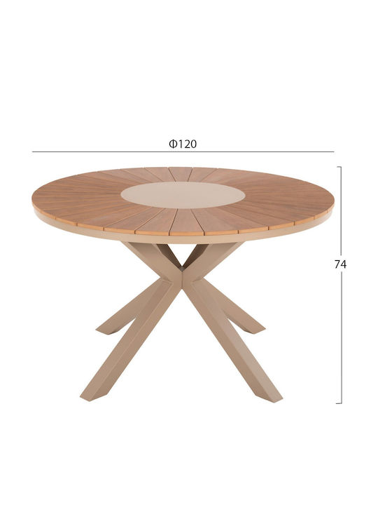 Masă De Exterior Polywood Cu Ramă Din Aluminiu Culoare Șampanie 120x120cm