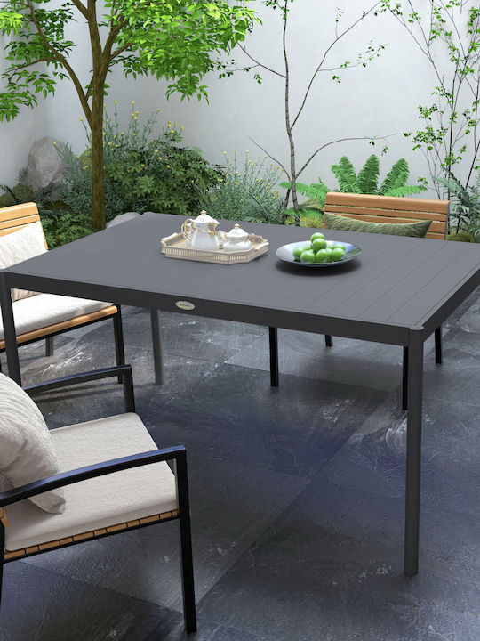 Masa pentru spații exterioare Aluminiu Gri închis 145x90cm