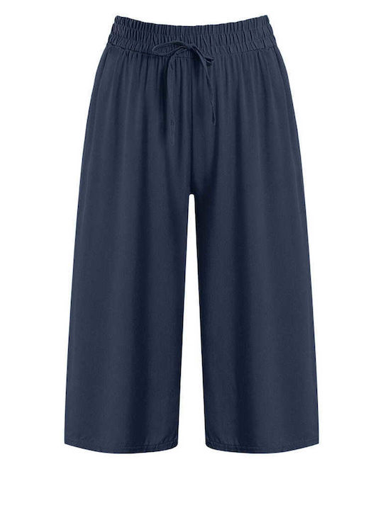Celestino Zip Culottes Solid Loose Fit Dark Blue