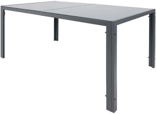 Маса Стабилна Метален със Стъклена Повърхност Тъмно сиво 150x90x73бр
