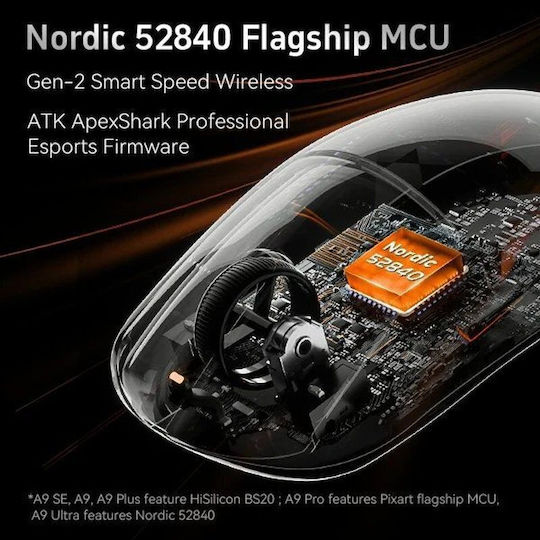 ATK A9 Pro Max Ασύρματο Gaming Ποντίκι 26000 DPI Μαύρο