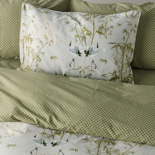 Kentia Shizen Set Pillowcases with Envelope Cover Olive 50x70cm