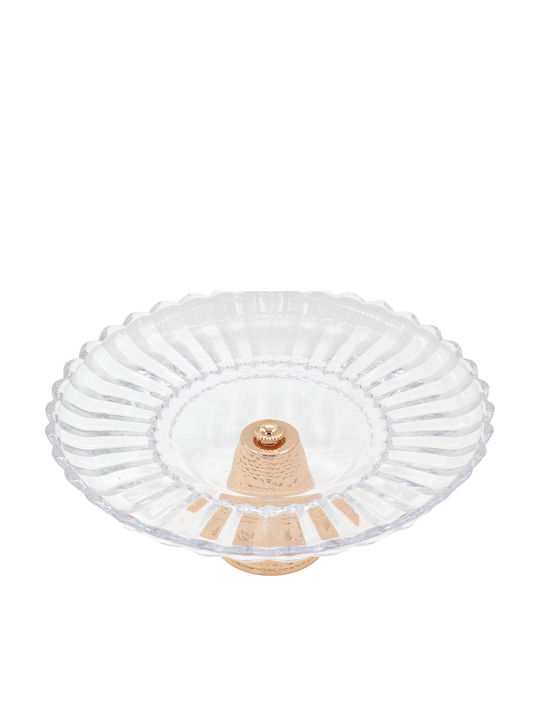 Keskor Τουρτιέρα Γυάλινη Χρυσή 32.5x32.5x14εκ.