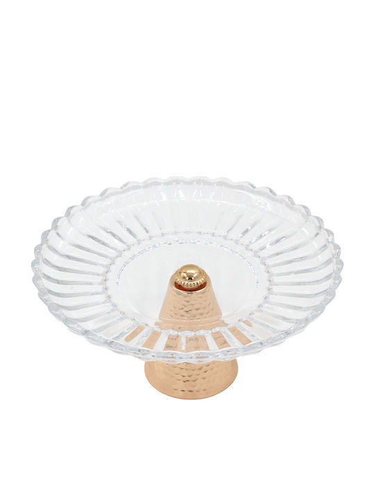 Keskor Glass Gold Cake Stand 23x23x11cm