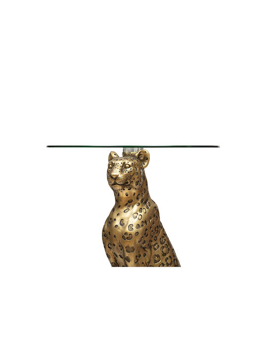 Round Side Table Glass Leopard M40xD40cm