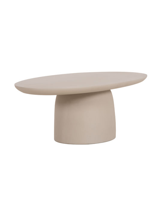 Oval Zentral Kaffeetisch Fiber Beige M130xL70xH40cm