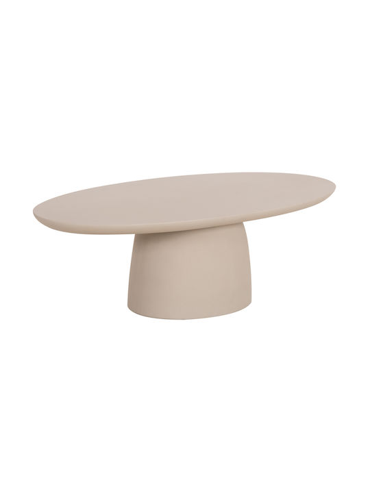 Oval Zentral Kaffeetisch Fiber Beige M130xL70xH40cm