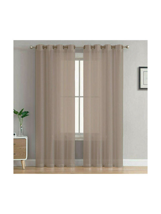Sidirela Blackout Curtain with Grommets Gauze Dark Beige 140x260cm