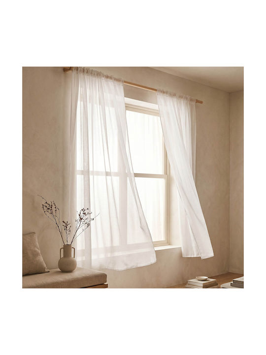 Easy Home Perdea de Fereastră cu Coafură Marimba Albă 140x150cm