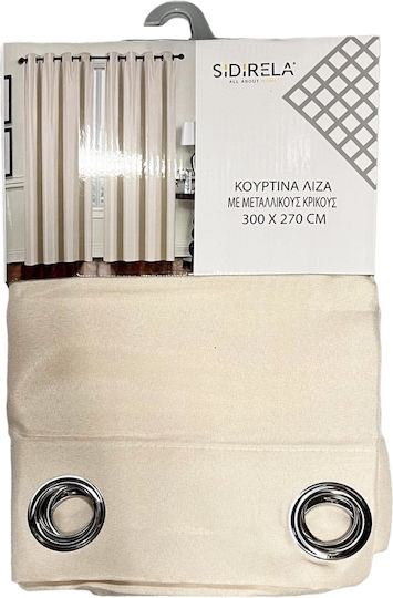 Sidirela Κουρτίνα με Τρουκς Μπεζ 270x300εκ.
