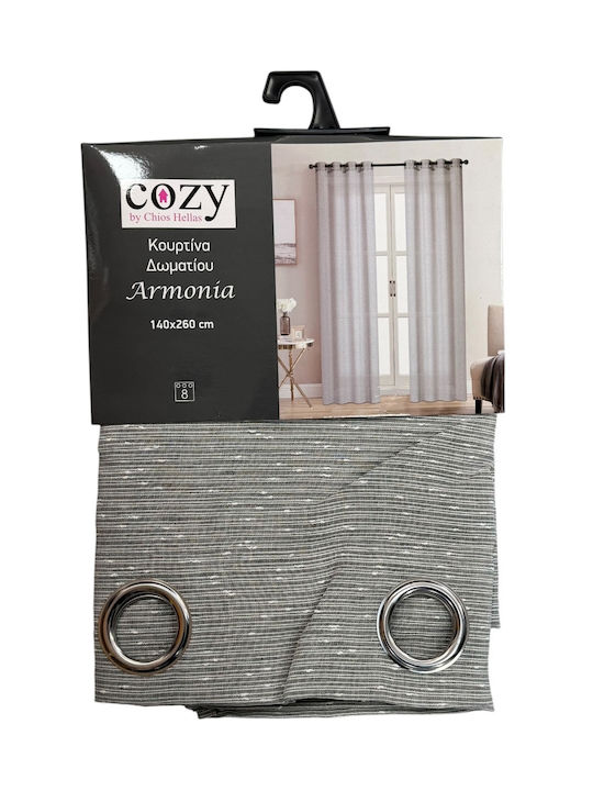 Chios Hellas Perdea Cu Capse Gri 260x140 Cm