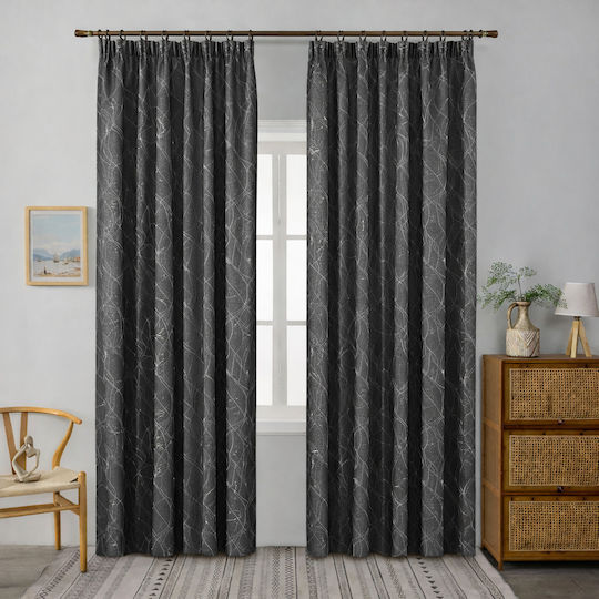 My Home Luxury Curtain with Pencil Pleat Lucktora Dark Grey 280x270cm