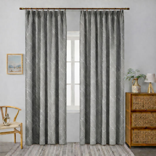 My Home Luxury Vorhang mit Bleistiftfalten Grau 280x270cm