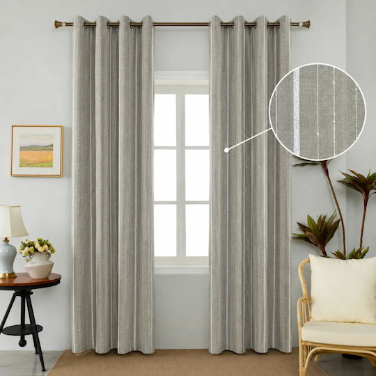 My Home Luxury Curtain with Pencil Pleat Beige Sand 280x270cm