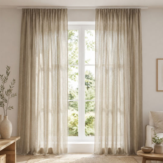 My Home Luxury With Pencil Pleat Beige Sand 280x270cm