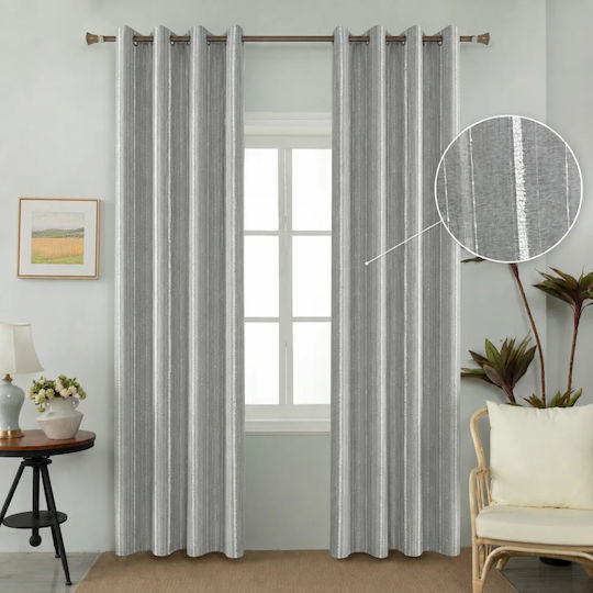 My Home Luxury Curtain With Pencil Pleat Dark Gray 280x270cm