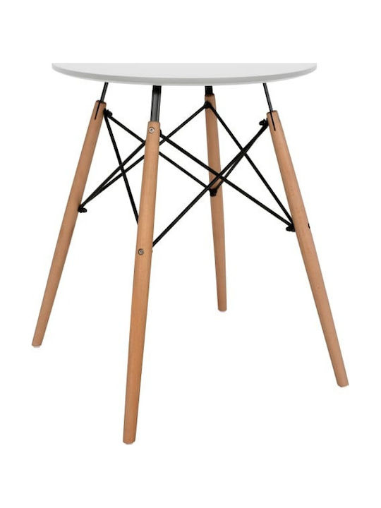 Pesto Round Table Kitchen Wooden with Metal Frame White 60x60x73cm