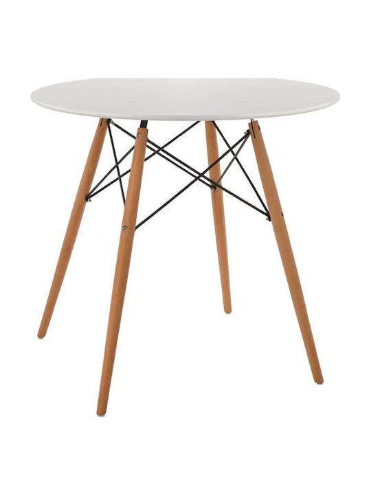 Pesto Rotund Masă Bucătărie Alb 80x80x73buc