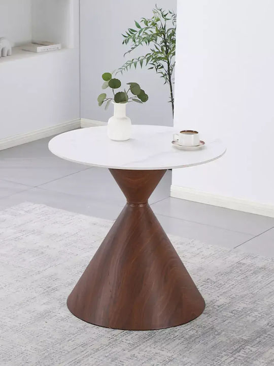 Horas Round Kitchen Metal Brown Table 80x80x75cm