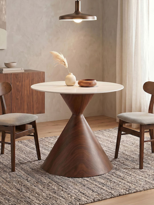 Horas Round Kitchen Metal Brown Table 80x80x75cm