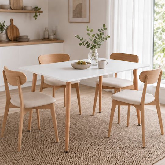 Essential Metal Kitchen Table White 120x80x75cm
