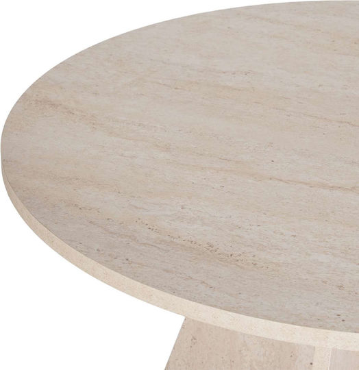 Virela Кръгла Дървена Маса За Трапезария Travertine 120x120x75см