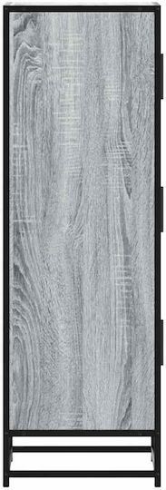 Highboard Wall Cabinet for Living Room made of Wood and Metal Grey 35.5x35x106.5cm