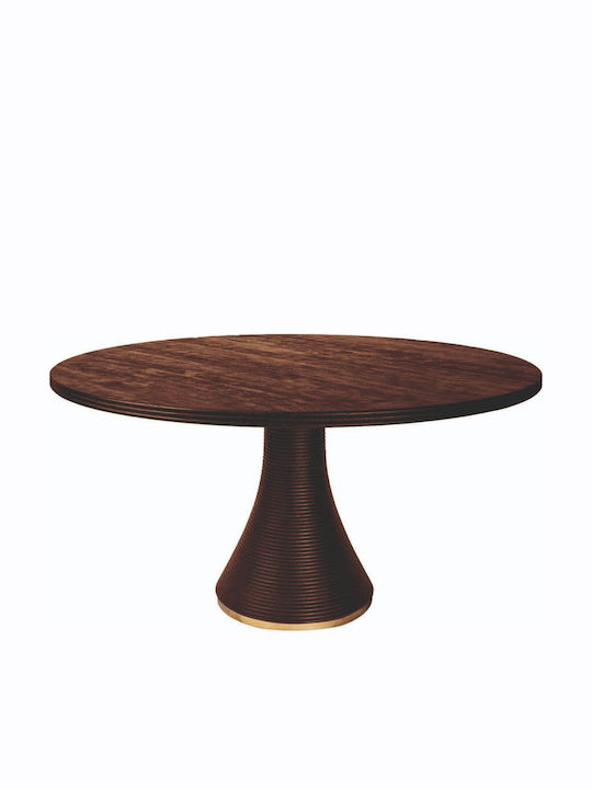 Rotund Masă Sala de mese din Lemn Masiv Brown, Gold 150x150x77buc