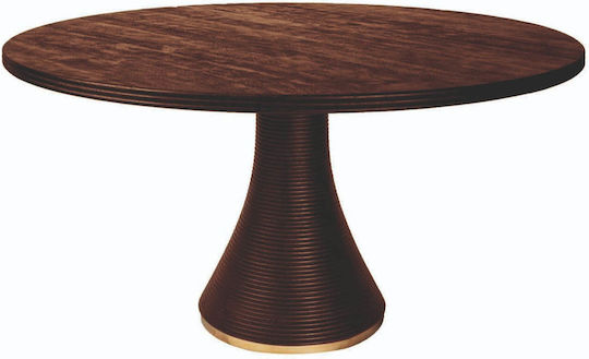 Round Dining Room Table Brown Gold 150x150x77cm