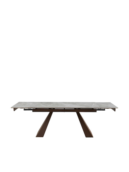 Bruno Table Dining Room Extendable with Stone Surface Grey Latte 160(+160)x90x75cm