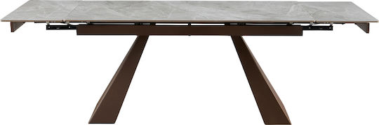 Bruno Tisch Speisesaal Ausziehbar mit Steinoberfläche Grey Latte 160(+160)x90x75cm