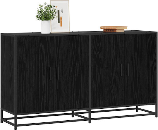 Дървен Офисен Шкаф Черен Дъб 134x35x76см