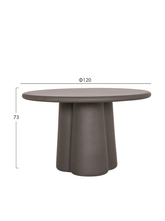 Nayu Rundes Esszimmer- und Küchentisch aus Grauem Beton 120x120x75cm