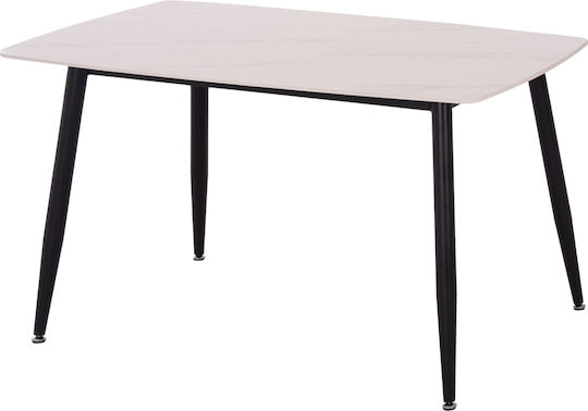 Raven Masă de Sufragerie cu Blat Ceramic Alb 120x70x73cm