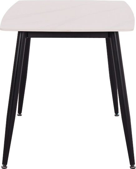 Raven Masă de Sufragerie cu Blat Ceramic Alb 120x70x73cm