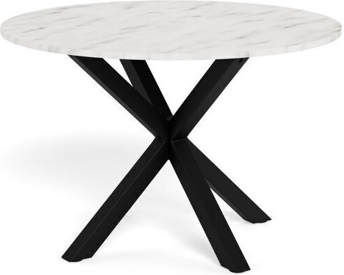 Norsica 254 Round Table Dining Room with Marble Surface White Marble, Matte Black 76x76cm