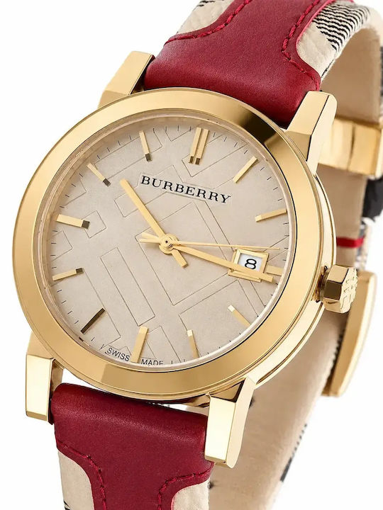 Burberry City Дамски Часовник 38mm Кварцов с Червена Каучукова Каишка