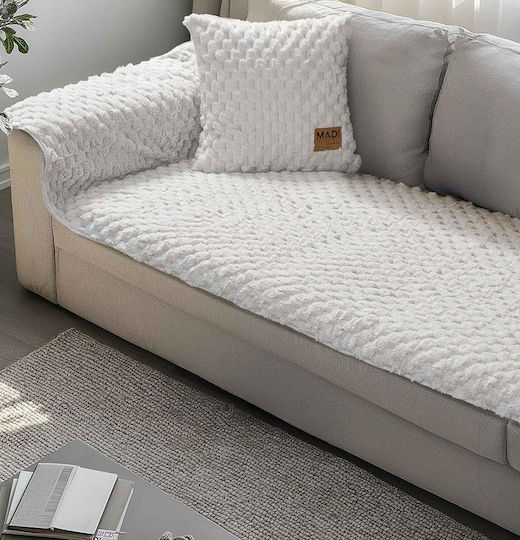Cuvertură Pentru Canapea 3 Locuri Blănos 300x90cm Alb