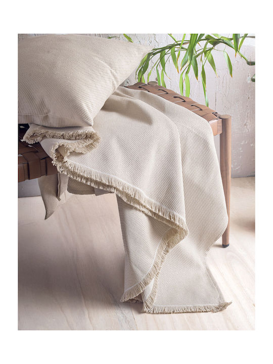Rythmos Reve Ριχτάρι Διθέσιου Καναπέ Ζακάρ 180x240εκ. Εκρού 117-182-3047