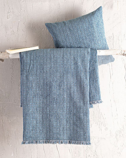 Rythmos Corvet Sofa Throw 2 Seater 2 Sides Chenille 180x240cm Blue
