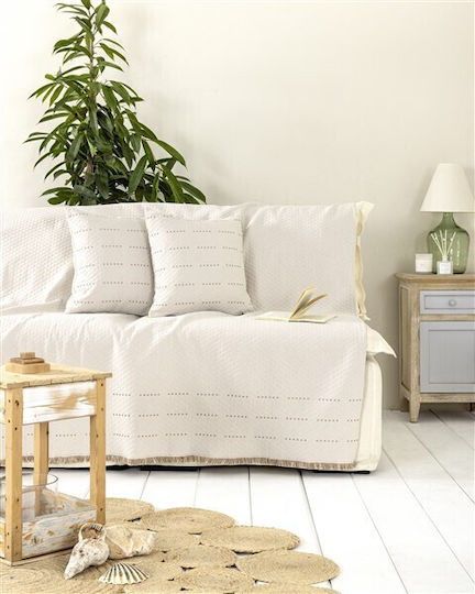 Nima Viersitzer-Sofa Überwurf P180xM350cm Ecru Nima Viersitzer-Sofa Überwurf P180xM350cm Ecru