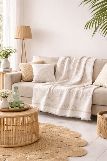 Nima Decken & Couchdecken Dreisitzer-Sofa Wurf Chenille 180x300cm Beige